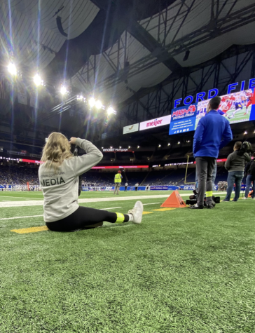 FROM THE FIELD “It was a surreal experience, from broadcasting in the booth to taking photos on the field, I was able to encounter all the aspects of a highly competitive game from one of the best stadiums in Michigan,” said Sarah Horan ‘23