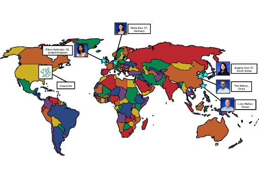 Three students, two continents, one school