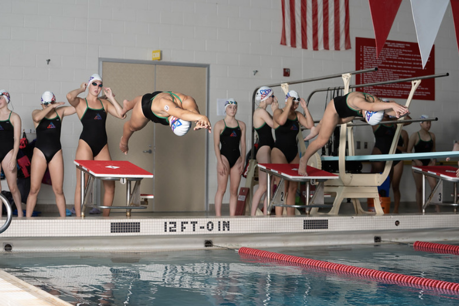 ON YOUR MARK…GET SET… GO! Addison Gregg ‘28 dives off the blocks at practice “In swimming, when people swim fast around you, you swim faster too,” said Gregg. “I hope that this will apply to the team and we will all get better and faster and beat people and teams around us and that starts in practice”. 